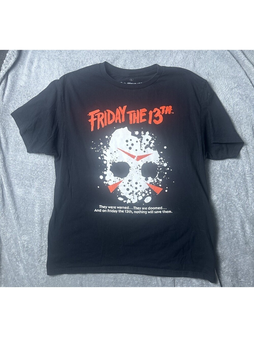 Friday The 13th Jason Hockey Mask Horror Movie Graphic Shirt Mens Large Black